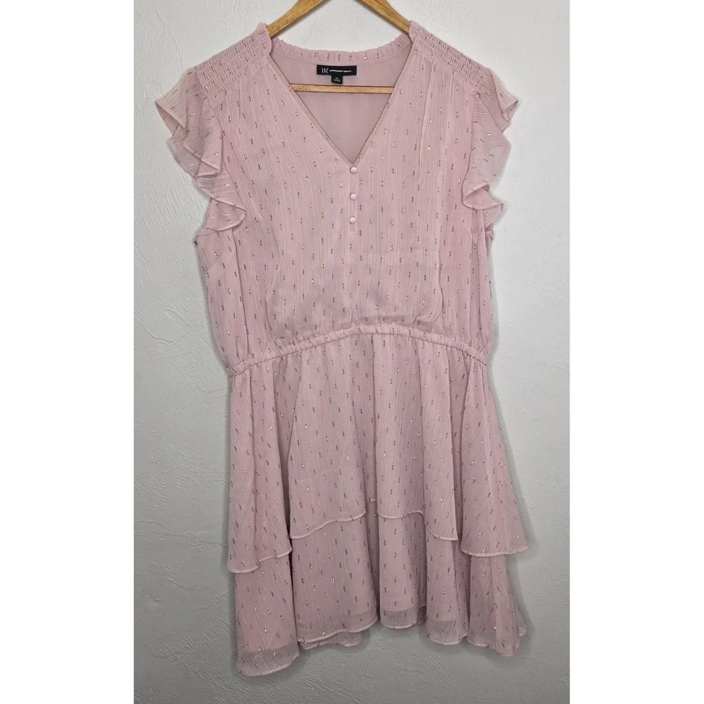 *NEW w/Tags INC International Concepts Women's Dress Pink Short Sleeve‎ Size XL